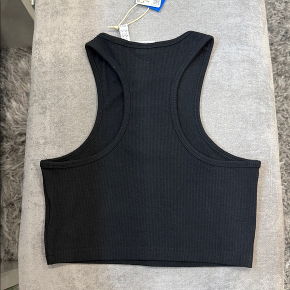 Adidas Black and Blue Logo Crop Racerback Top - Picture 9 of 10